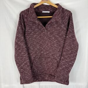 Michelle Mae Purple Quilted Quarter Snap LS Polyester Pullover Medium